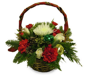 Holiday Basket from Ladybug's Flowers & Gifts, local florist in Tulsa