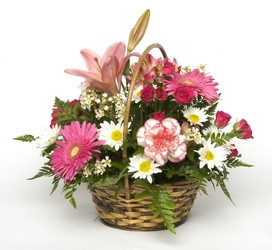Basket of blooms from Ladybug's Flowers & Gifts, local florist in Tulsa